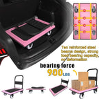 WUD Push Cart, Folding Mobile Platform Trolley,Thickened and Reinforced, 360° Swivel Wheels,35.4 “L x 23.6 ”W, 1100 lb. Pink Dolly cart with Wheels (Pink, Large)