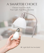 HarvestLand Halo Silver White Adjustable Desk Lamp – Reading Lamp, Pharmacy Style Metal Desk Lamp, Industrial Table Lamp with Solid Base for Bedside Table, Task Lamp Home Office, Christmas Gifts