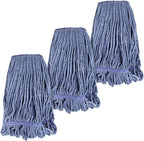 Commercial Heavy Duty Mop Heads Replacement for Rubbermaid: 3 Packs Industrial Wet Mop Head for Floor Cleaning - Commercial Products Looped End String Head Refills