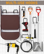 INCLY 24 Pack Heavy Duty Pegboard Hooks, 1/4" Pegboard Drill Holder Tool Utility Hooks, Peg Board Tool Hangers Accessories for Hanging Power Tools, Drill, Hammer, Workbench, Garage