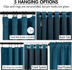 MIULEE Velvet Curtains 90 Inches Long 2 Panels Set for Bedroom, Pinch Pleat Back Tab Luxury Thermal Insulated Living Room Darkening Drapes Pleated Blackout Window Curtains with Hooks, Peacock Blue