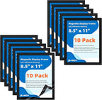 Magnetic Sign Holder 8.5 x 11-10 Pcs Double Sided Magnetic Frames for Refrigerator Reusable Adhesive Frames for Walls Window Door Sign Holder PVC Magnetic Picture Frame Document Holder