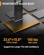 Perlegear Universal Swivel TV Stand with Pegboard Storage, Height Adjustable Table top TV Stand Mount for 42-90 Inch TVs, up to 150 lbs with Large Glass Base for Stability, Max VESA 600x400mm PGTVS36