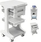 Professional 3-Tier 2-Drawer Salon Trolley Cart with Wheels Utility Cart with Drawers Mobile Storage Cart, Max 50kg/110lb Load, 16.14 * 16.14 * 26.38in (Grey)