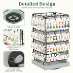 EsLuker.ly Rotating Earring Display Holder Stand for Vendors Events Selling, Large Capacity 64 Hooks Jewelry Rack with Wooden Base for Earring Card Sales, Enhances Retail Visibility (Light Grey)