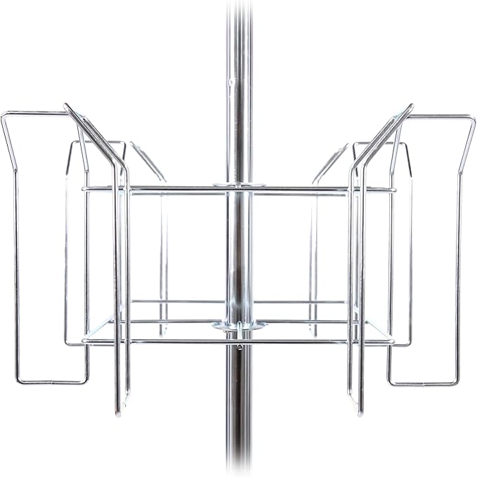 SSWBasics 4-Tier Chrome Rotating Standing Literature Rack - 64'H x 16"D - 16 Pockets Total - Sleek Floor Standing Book Display Rack for Periodicals - Sturdy Comic Book Display Stand for Magazines,