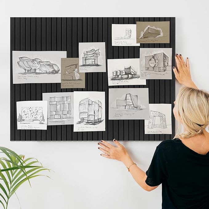 Large Felt Bulletin Board 47x47 Inch, 16pcs Peel and Stick Felt Wall Tiles Modern Push Pin Board for Wall Organization