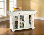 Kitchen Island with Granite Top - Full Size, Spacious Countertop, Portable Cart - White & Gray