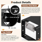 Desktop Packing Tape Dispenser with Dual-Sided Cutter for 2.36" Wide Tape (3" Core), Commercial Black Tape Cutting Machine with Suction Cups for Packaging, Shipping, Moving