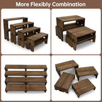 Large Display Wood Risers Wooden Stand 4 Tier Wood Racks, 2 Set 8 Pieces Cupcake Stands Cologne Perfume Organizer Dessert Stands for Vendors Event(Brown 8)