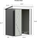 Patiolife 5x3 FT Outdoor Storage Shed, Metal Shed with Lockable Door & Sloping Roof, Steel Tool Shed for Backyard Patio Lawn, Grey