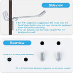 Pegboard Hooks, 2-Inch, 50 Pack Sturdy Hooks with 150 Peg Locks/Caps for 1/4 inch and 1/8 inch Peg Board, Metal Hanger for Garage, Craft Room and Store, Won’t Fall Out