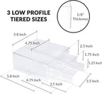 SimbaLux Acrylic Display Risers Clear Stand Set of 3 Small Low Profile Tiered for Showcasing Food, Cupcake, Dessert, Candy, Jewelry, Figurines, Photos, Retail & Home Decoration, Durable & Steady
