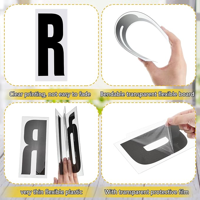Jecery 400 Pcs Marquee Sign Letters Flexible Plastic Letters on Flexible Panel for Outdoor Black Board Portable Sign Numbers Punctuation for Letter(8 7/8 Inch)