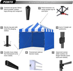 ABCCANOPY Heavy Duty Easy Pop up Canopy Tent with Sidewalls 10x10,Strip RoyalBlue