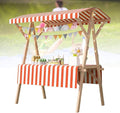 Collapsible Mobile Market Stall Carts Vendor on Wheels, Wood Outdoor Vendor Cart, Easy to Assemble for Parties, Birthdays, Weddings, Bar(Orange1,120cm/47.2in)