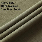 MIULEE Linen Texture Curtains for Bedroom Solid 100% Blackout Thermal Insulated Light Olive Green Curtains Grommet Room Darkening Drapes for Living Room Nursery 52x72 Inch (2 Panels)