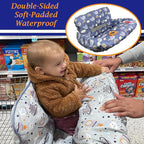 Shopping Cart Cover for Baby Grocery Cart Cover for Baby boy and Baby Girl, High Chair Cover for Baby and Toddler, Baby Registry Gift - Waterproof - Extra Large - Cotton - Double Sided (Gray)