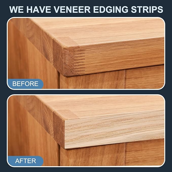 PATIKIL Red Oak Edge Banding, 3/4 in x 49.2 ft Wood Veneer Tape, Pre-glued Flexible