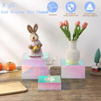 Risers Display Stands, Buffet Riser, Cubes Acrylic Display Box, Food Display Risers for Party, Acrylic Retail Display Stand, Nesting Showcase Display Riser, Craft Show Display Stand (3PCS-Iridescent)