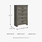 Signature Design by Ashley Frandern Vintage 5-Drawer Chest with Easy Glide and Safety Stop for Bedroom, Gray