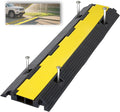 Nisorpa Cord Protector Ramp 2", 40000 lbs Heavy Duty Rubber Outdoor Extension Cable Wire Hose Cover Ramps, 2 Channels Slow Down Speed Bump for High Traffic Driveway Road, Garage, Property Area, 3.25ft