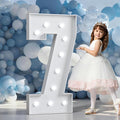 Marquee Numbers 4 Feet Tall Big Light Up Numbers 7th 17th 70th Happy Birthday Decorations Girl Boy White Anniversary Party Decor Large Cardboard Prop Backdrop Sign 7