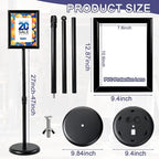 Ysglory 8.5x11 Inch Floor Standing Sign Holder Adjustable Signage Stand Heavy-Duty Snap-Open Frame Poster Stand with PVC Cover, Easy Change Display Stand for Retail, Restaurant, Events