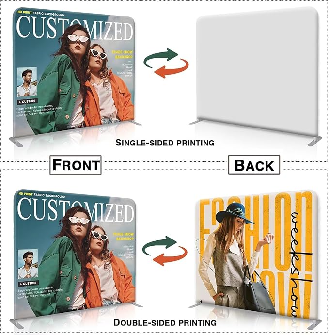 Custom Tension Fabric Display with Stand 7.5 x 20 FT Pop Up Display Trade Show Backdrop Large Portable Tradeshow Booth Display Banner for Business,Campuses, Weddings, Corporate