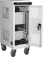 Laptop Charging Cart,16 Devices Tablet Storage Carts for pad Up to 16.3" Screen Size, Classroom Computer Mobile Charging Station for Pads, Chromebooks,Laptops, Security Storage(16 Bay-White)