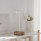 Lolalet Rotating Necklace Holder Stand with Metal Hooks, Spinning Display Carousels, Freestanding Organizer Hanger, for Long Necklaces Chains -White