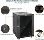 Tecmojo 15U Wall Mount Rack,15U Rack 17.7 Inch Depth,Hold Up to 176 Lbs,Enclosed Wall Mount Rack Kit for 19 Inch Network,Server and AV Gear,Glass Door(Elite Collection)