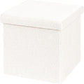 B FSOBEIIALEO Small Storage Ottoman Cube Sherpa Ottomans Foot Rest, Foldable Boucle Ottoman, Faux Teddy Fur, Cream White 15"x15"x15"