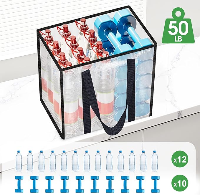 6 Pack Reusable Grocery Bags, Heavy-Duty Shopping Bags with Sturdy Handles, Water-Resistant & Foldable Organizer, Shopping Bags for Groceries, Market, Car Trunk, Multi-Purpose, 33L