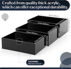 3 Pack Extra Large Acrylic Buffet Risers - 15”, 14”, 13” Black Display Stands with Hollow Bottoms, Cube Riser Boxes Nesting for Dessert Food Catering Buffet Display Party Supplies