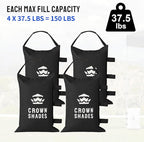 CROWN SHADES Sand Bags for Canopy Legs (150 LBS) Sandbags for Weight, Canopy Weights, Pop Up Tent Weights Bags, Black (Unfilled)