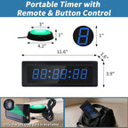 Gym Timer Clock with Remote Control & Push Button,7 RGB Color, Programmable Interval Timer, Countdown/Up Stopwatch,Wall Clock for Home Gym Garage,Portable Training Accessories(Plug-in)