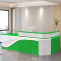 Modern Reception Desk – Front Desk, Reception Counter for Office, Checkout Counter, LED Lighting, Storage, Soft Close Drawers, Custom Logo, Fully Assembled (Q,48IN)