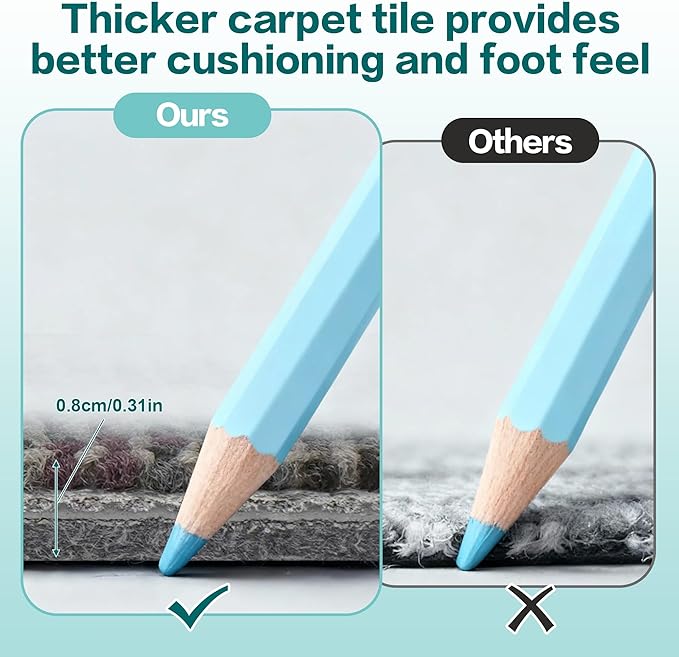 jxgzyy Commercial Carpet Tiles, 20×20 Inch, 0.31'' Padded Carpet Squares, Non-Adhesive Carpet Flooring with Textured Silicone Back, Easy DIY, Essential for Spatial Upgrade, 16 Pcs/43.1 Sqft