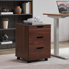 Farini Mobile File Cabinet for Home Office, 3 Drawer Chest Wood, Drawers Unit for Under Desk, Storage Drawers Cabinet Brown