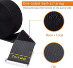 2" x32ft Reusable Cinch Strap with 20 Metal Buckles, Cut-to-Length Fastening Securing Straps, Adjustable Nylon Cable Straps and Cord Ties for Organizer or Storage, 2 inch Wide, Black