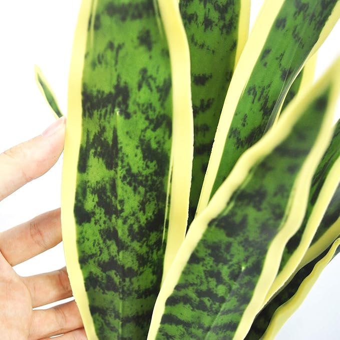 Beebel Artificial Snake Plant 22" Fake Sansevieria Potted Plants Plastic Greenery Perfect Faux Agave Plant for Home Garden Office Store Decoration
