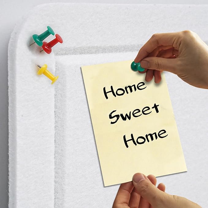 Bulletin Board - 23.5 x 17.5 inches Decorative Felt Pin Board - Cork Board Alternative for Wall - Foldable Photo Board Self-Adhesive Prayer Board with 20 Pushpins - Warm White
