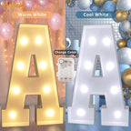 Pooqla 3FT Light Up Marquee Letters, Cool White and Warm White LED Large Lighted Marquee Birthday Decor, Giant Mosaic Letters Sign for Graduation Anniversary Wedding Party Decoration, Letter H