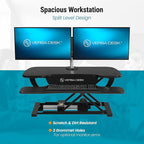 VERSADESK PowerPro™ 36 Inch Electric Standing Desk Converter, Height Adjustable Sit to Stand Up Desk Riser, Laptop and Dual Monitor Desktop Workstation with Wide Keyboard Tray and USB Port, Black
