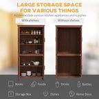 HOMCOM 64" Kitchen Pantry Cabinet, Freestanding Storage Cabinet with 4 Doors and 3 Adjustable Shelves for Dining Room, Brown