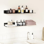 30 Inches Acrylic Long Wall Shelf Set of 2, Black Wall Mounted Acrylic Bathroom Storage Shelves Display Organizer, 2 Pack(30 Inch)