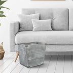 VERGOODR Grey Farmhouse Style Torched Wood Trash Can Waste Bin with Decorative Metal Brackets Trash Can for Bedroom,living room, Bathroom & Office (Gray)