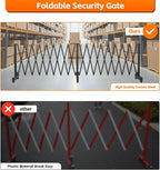 12.2FT Black Industrial Metal Expandable Barricade，Retractable Traffic Fence with Casters, Folding Security Gate，Portable Barricade Gate for Construction Area, Traffic Control, Cordon