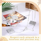 Kigeli 6 Pack Metal T Bar Earring Display Stand Retail Earring Display Holder Detachable Metal Earring Display Storage Rack Jewelry Photography Prop, Square Base, Height 4.3" and 5.1" (Silver)